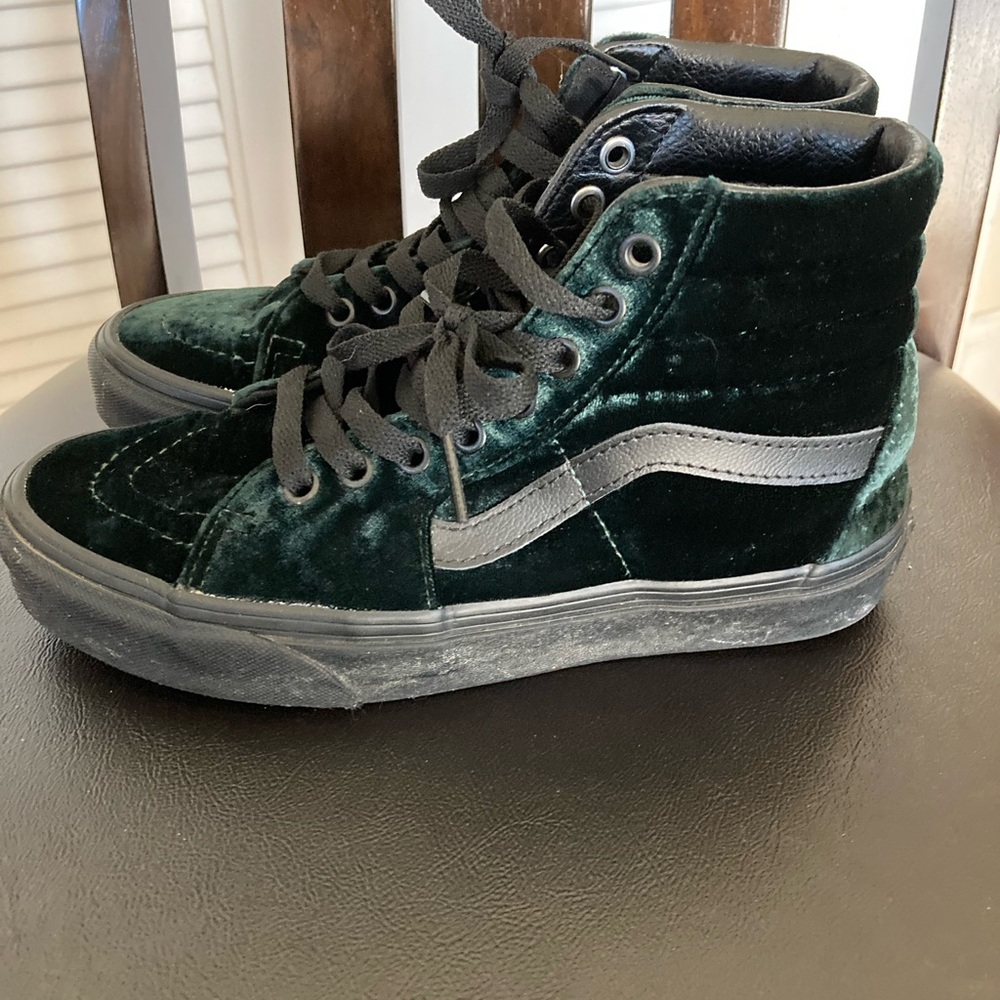 Vans Dark Green Velvet High-Top Sneakers UNISEX